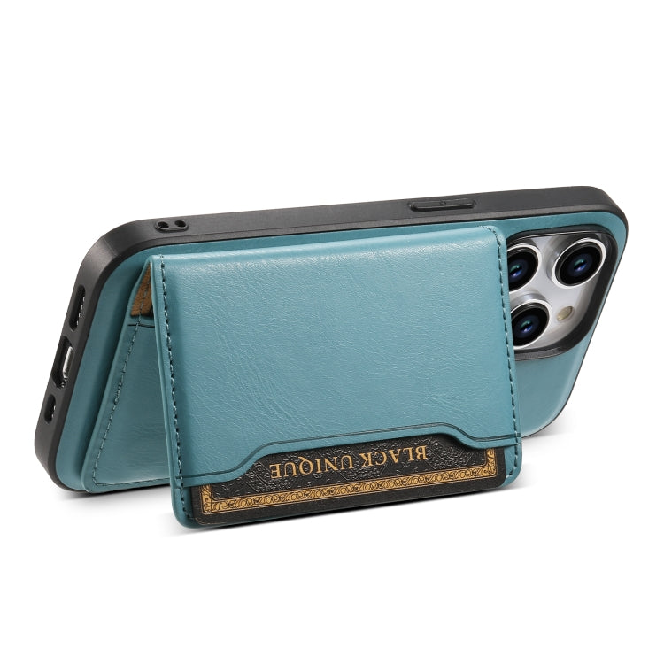 For iPhone 13 Pro Max Denior Cowhide Texture Leather MagSafe Detachable Wallet Phone Case(Blue) - iPhone 13 Pro Max Cases by Denior | Online Shopping UK | buy2fix
