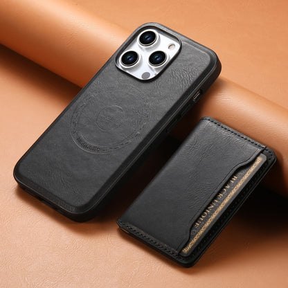 For iPhone 13 Denior Cowhide Texture Leather MagSafe Detachable Wallet Phone Case(Black) - iPhone 13 Cases by Denior | Online Shopping UK | buy2fix
