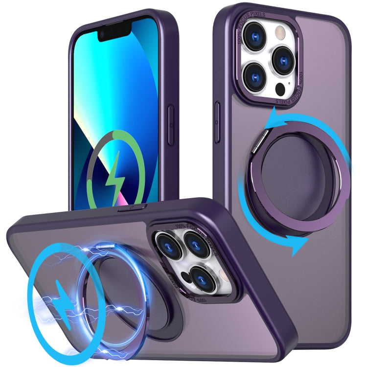 For iPhone 13 Pro 360-degree Rotating MagSafe Magnetic Holder Phone Case(Purple) - iPhone 13 Pro Cases by buy2fix | Online Shopping UK | buy2fix