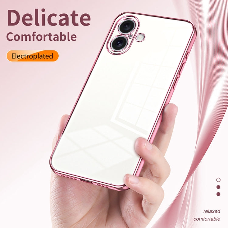 For iPhone 16 Transparent Plating Fine Hole Phone Case(Silver) - iPhone 16 Cases by buy2fix | Online Shopping UK | buy2fix