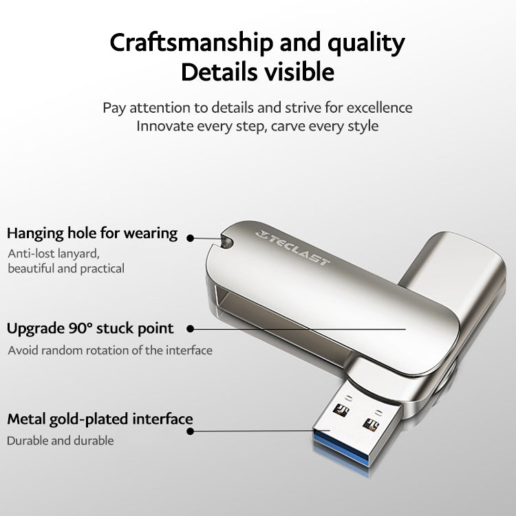 Teclast Leishen Plus Series USB3.0 Twister Flash Drive, Memory:128GB(Silver) - USB Flash Drives by TECLAST | Online Shopping UK | buy2fix