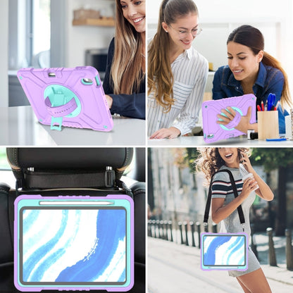 For iPad Air 11 2024 X Rotation PC Hybrid Silicone Tablet Case with Strap(Purple Cyan) - iPad Air 11 2024 Cases by buy2fix | Online Shopping UK | buy2fix