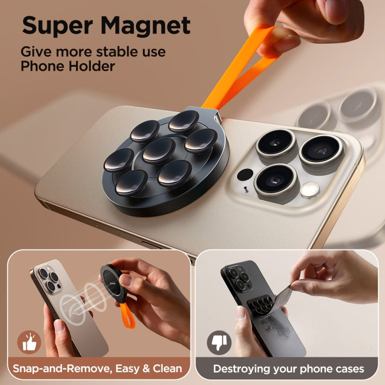 JOYROOM JR-ZS393 Suction Cup Magnetic Phone Holder(Black Orange) - Hand-Sticking Bracket by JOYROOM | Online Shopping UK | buy2fix