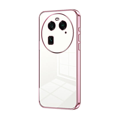 For OPPO Find X6 Transparent Plating Fine Hole Phone Case(Pink) - OPPO Cases by buy2fix | Online Shopping UK | buy2fix
