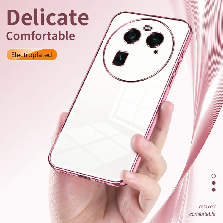 For OPPO Find X6 Transparent Plating Fine Hole Phone Case(Pink) - OPPO Cases by buy2fix | Online Shopping UK | buy2fix