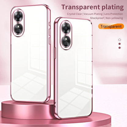 For OPPO A17 / A17K Transparent Plating Fine Hole Phone Case(Pink) - OPPO Cases by buy2fix | Online Shopping UK | buy2fix