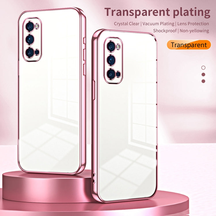 For OPPO Reno4 Pro Transparent Plating Fine Hole Phone Case(Silver) - OPPO Cases by buy2fix | Online Shopping UK | buy2fix