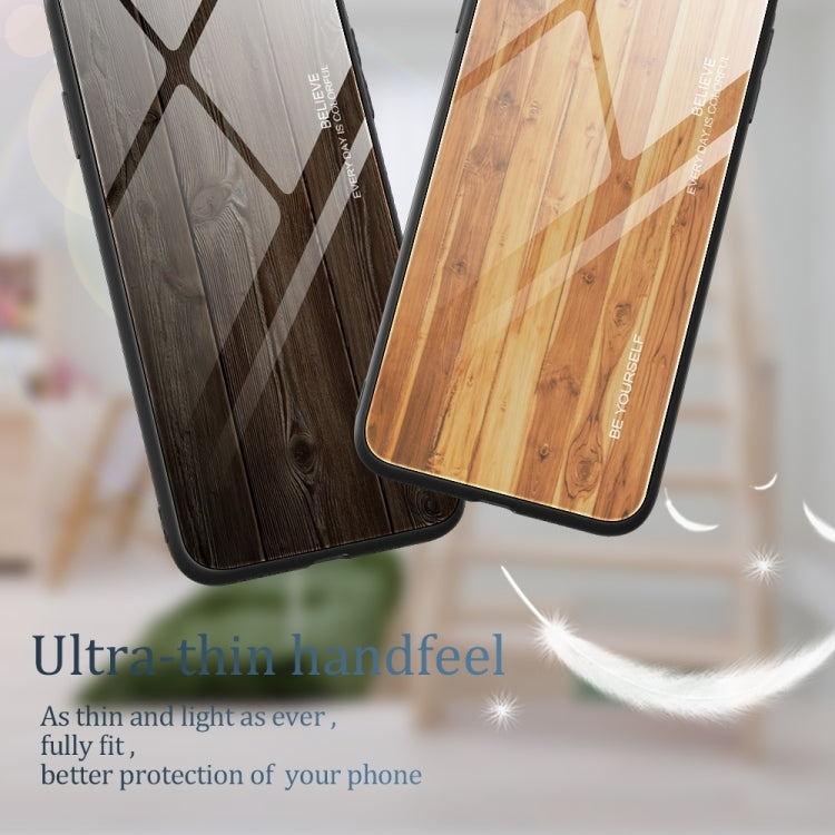 For Samsung Galaxy A55 5G Wood Grain Glass Phone Case(Black) - Galaxy Phone Cases by buy2fix | Online Shopping UK | buy2fix