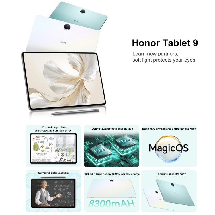 Honor Tablet 9 12.1 inch WiFi, Standard 8GB+256GB, MagicOS 7.2 Snapdragon 6 Gen1 Octa Core 2.2GHz, Not Support Google Play(Blue) - Huawei by Huawei | Online Shopping UK | buy2fix