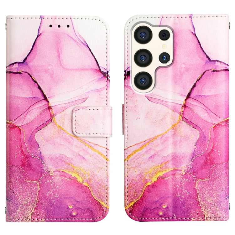 For Samsung Galaxy S24 Ultra 5G PT003 Marble Pattern Flip Leather Phone Case(Pink Purple Gold) - Galaxy S24 Ultra 5G Cases by buy2fix | Online Shopping UK | buy2fix