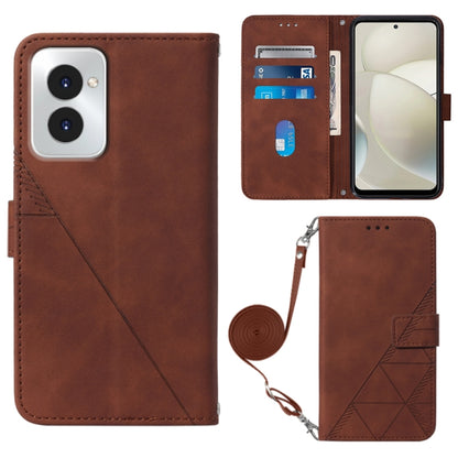 For Motorola Moto G Power 5G 2024 Crossbody 3D Embossed Flip Leather Phone Case(Brown) - Motorola Cases by buy2fix | Online Shopping UK | buy2fix