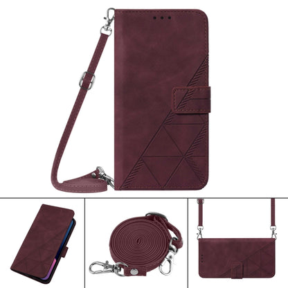 For Samsung Galaxy S24 5G Crossbody 3D Embossed Flip Leather Phone Case(Wine Red) - Galaxy S24 5G Cases by buy2fix | Online Shopping UK | buy2fix