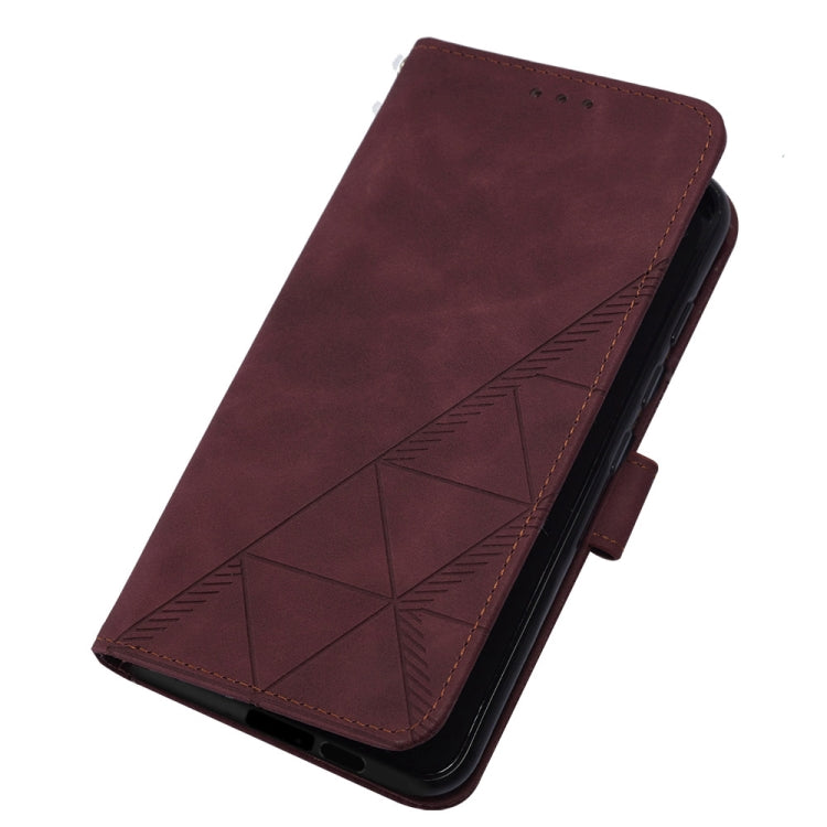 For Samsung Galaxy S24 5G Crossbody 3D Embossed Flip Leather Phone Case(Wine Red) - Galaxy S24 5G Cases by buy2fix | Online Shopping UK | buy2fix