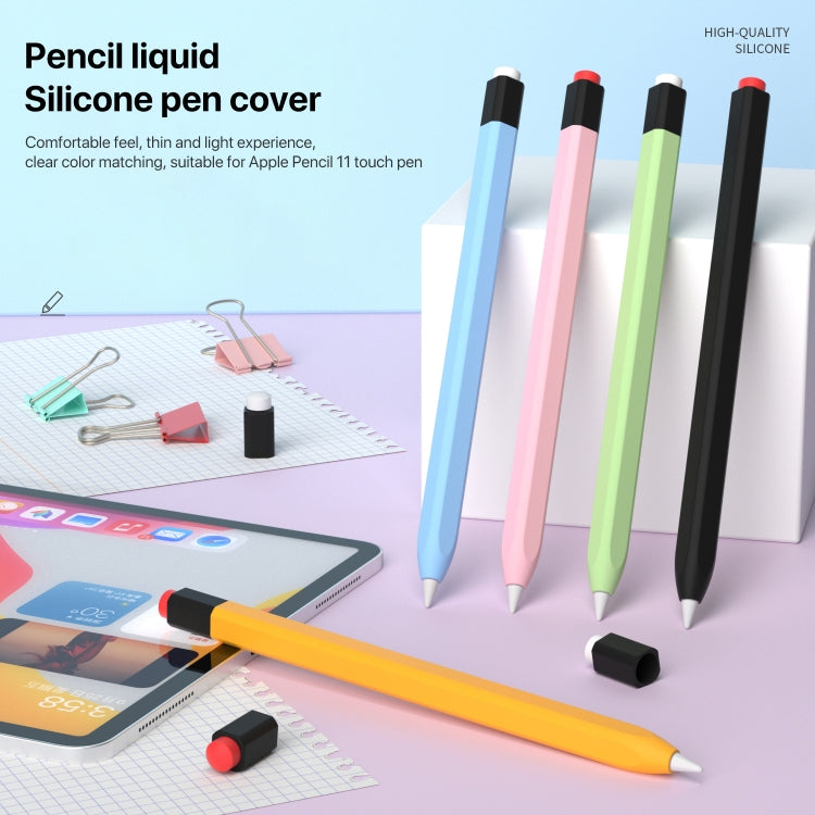 For Apple Pencil 1 Retro Pencil Style Liquid Silicone Stylus Case(Pink) - Pencil Accessories by buy2fix | Online Shopping UK | buy2fix