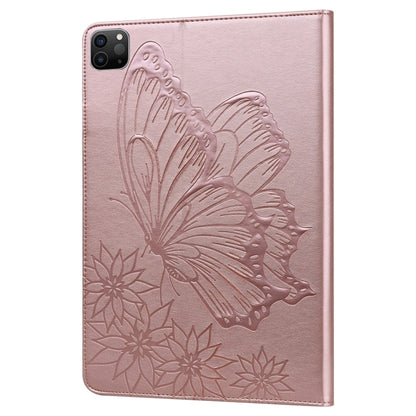 For iPad Pro 11 2024 Big Butterfly Embossed Leather Tablet Case(Rose Gold) - iPad Pro 11 2024 Cases by buy2fix | Online Shopping UK | buy2fix