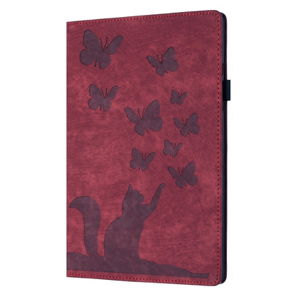 For iPad Air 11 2024 / Air 11 2025 Butterfly Cat Embossing Leather Tablet Case(Red) - iPad Air 11 2025 / 2024 Cases by buy2fix | Online Shopping UK | buy2fix