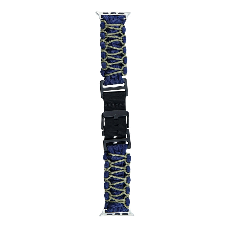 For Apple Watch Ultra 49mm Dual-layer Braided Paracord Buckle Watch Band(Navy Army Green) - Watch Bands by buy2fix | Online Shopping UK | buy2fix