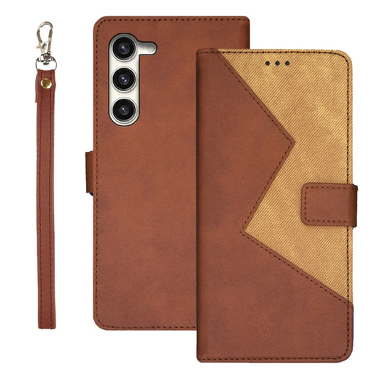 For Samsung Galaxy S24+ 5G idewei Two-color Splicing Leather Phone Case(Brown) - Galaxy S24+ 5G Cases by idewei | Online Shopping UK | buy2fix