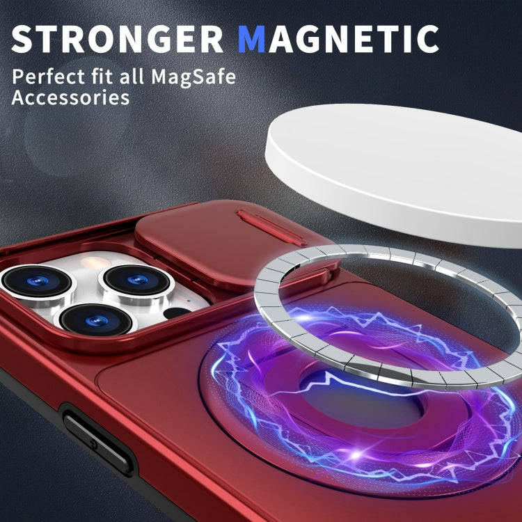 For iPhone 14 Pro Camshield MagSafe Ring Holder Armor Phone Case(Red) - iPhone 14 Pro Cases by buy2fix | Online Shopping UK | buy2fix