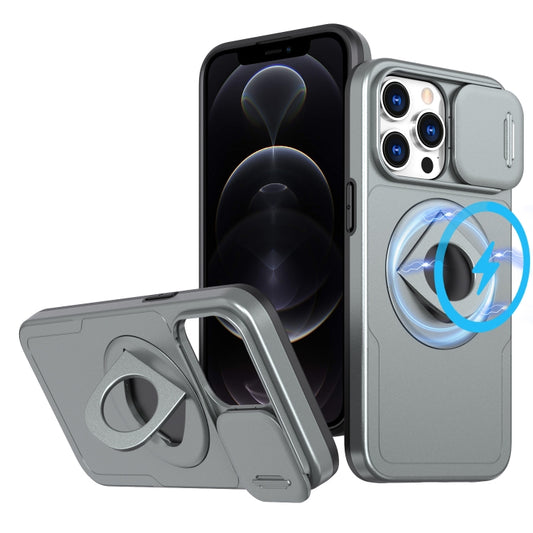 For iPhone 12 Pro Camshield MagSafe Ring Holder Armor Phone Case(Titanium Grey) - iPhone 12 / 12 Pro Cases by buy2fix | Online Shopping UK | buy2fix