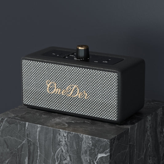 Oneder D3 Retro Leather Casing 30W Dual Units Wireless Bluetooth Speaker(Black) - Desktop Speaker by OneDer | Online Shopping UK | buy2fix