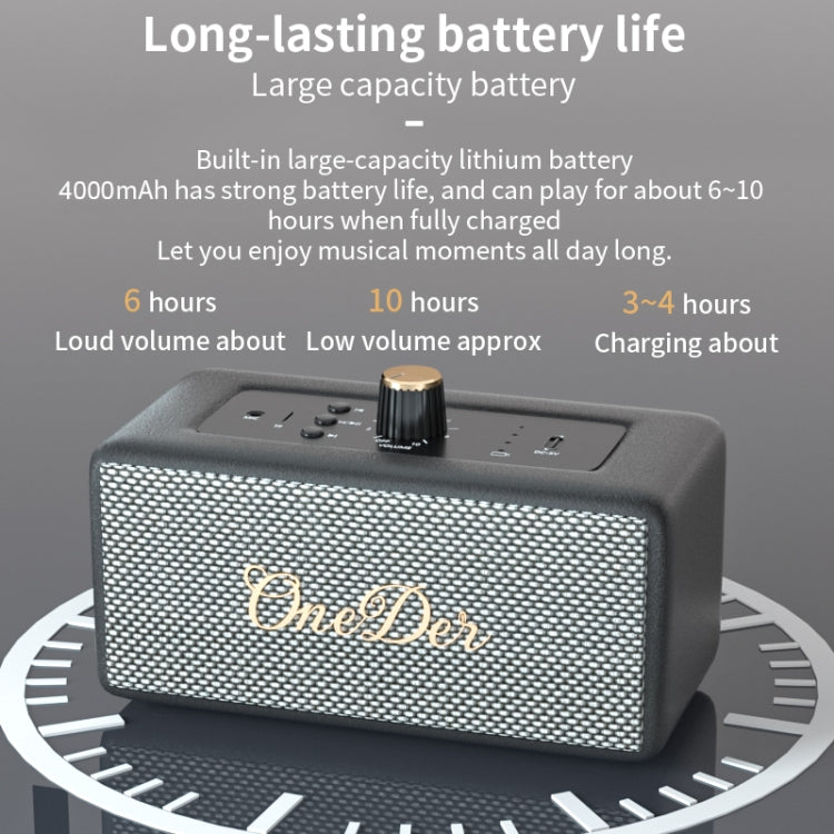 Oneder D3 Retro Leather Casing 30W Dual Units Wireless Bluetooth Speaker(Brown) - Desktop Speaker by OneDer | Online Shopping UK | buy2fix