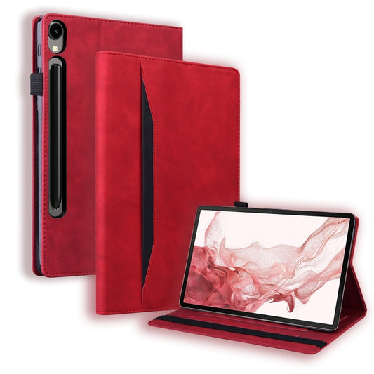 For Samsung Galaxy Tab S9+ /S8+ /S7+ Splicing Shockproof Smart Leather Tablet Case(Red) - Galaxy Tab S9+ Cases by buy2fix | Online Shopping UK | buy2fix