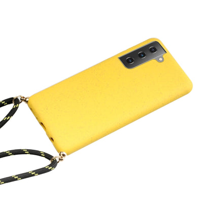 For Samsung Galaxy S24 5G Wheat Straw Material + TPU Phone Case with Lanyard(Yellow) - Galaxy S24 5G Cases by buy2fix | Online Shopping UK | buy2fix