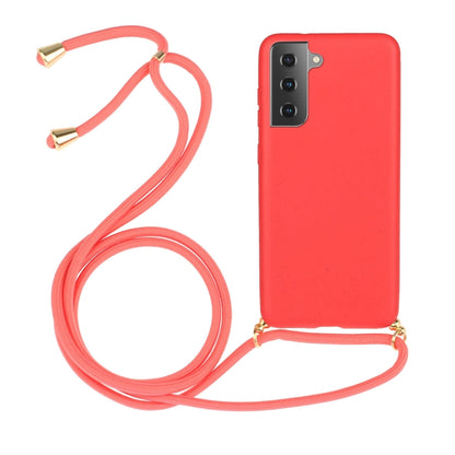 For Samsung Galaxy S24+ 5G Wheat Straw Material + TPU Phone Case with Lanyard(Red) - Galaxy S24+ 5G Cases by buy2fix | Online Shopping UK | buy2fix