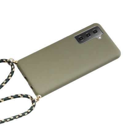 For Samsung Galaxy A25 Global Wheat Straw Material + TPU Phone Case with Lanyard(Army Green) - Galaxy Phone Cases by buy2fix | Online Shopping UK | buy2fix