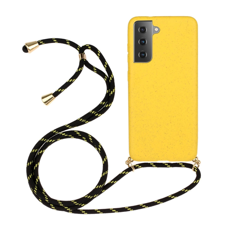 For Samsung Galaxy A55 5G Wheat Straw Material + TPU Phone Case with Lanyard(Yellow) - Galaxy Phone Cases by buy2fix | Online Shopping UK | buy2fix