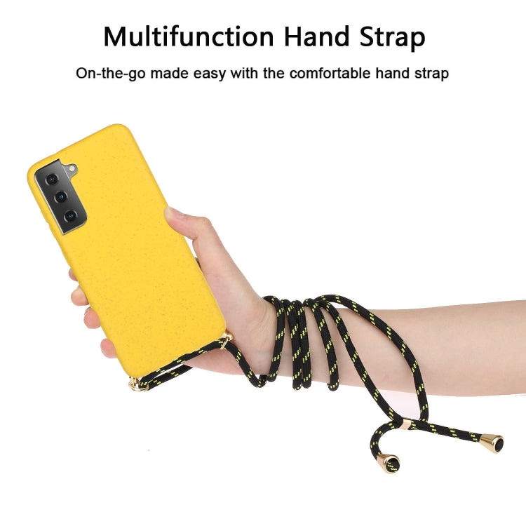 For Samsung Galaxy A55 5G Wheat Straw Material + TPU Phone Case with Lanyard(Yellow) - Galaxy Phone Cases by buy2fix | Online Shopping UK | buy2fix