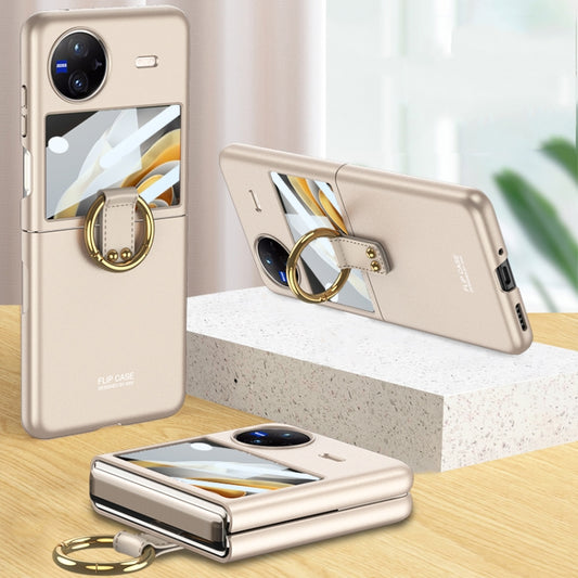 For vivo X Flip GKK Integrated Ultra-thin Full Coverage Phone Case with Ring Holder(Gold) - vivo Cases by GKK | Online Shopping UK | buy2fix