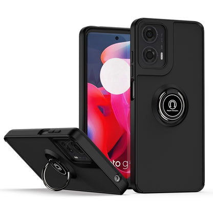 For Motorola Moto G24 / G04 Q Shadow 1 Series TPU + PC Phone Case with Ring(Black+Black) - Motorola Cases by buy2fix | Online Shopping UK | buy2fix