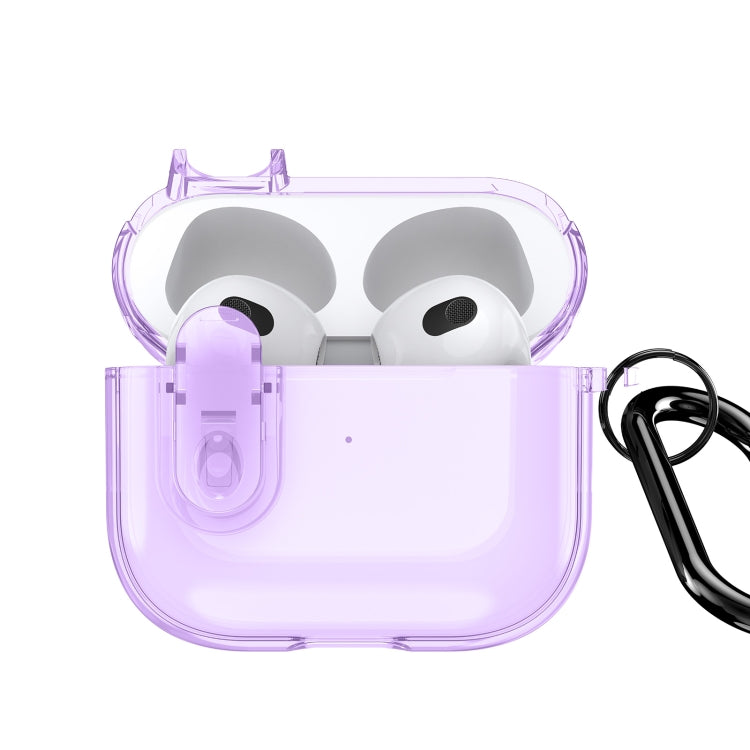 For AirPods 3 DUX DUCIS PECL Series Split Transparent Earphone Case with Hook(Purple) - For AirPods 3 by DUX DUCIS | Online Shopping UK | buy2fix