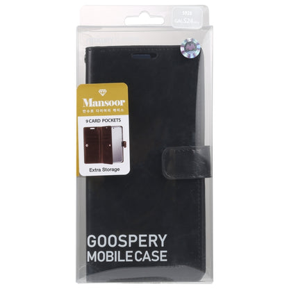 For Samsung Galaxy S24 Ultra 5G GOOSPERY MANSOOR DIARY 9 Card Slots Leather Phone Case(Black) - Galaxy S24 Ultra 5G Cases by GOOSPERY | Online Shopping UK | buy2fix