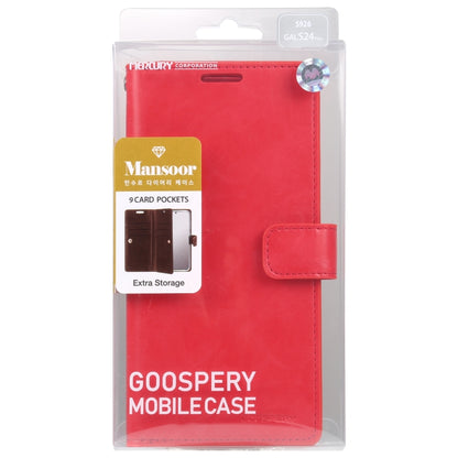 For Samsung Galaxy S24+ 5G GOOSPERY MANSOOR DIARY 9 Card Slots Leather Phone Case(Red) - Galaxy S24+ 5G Cases by GOOSPERY | Online Shopping UK | buy2fix