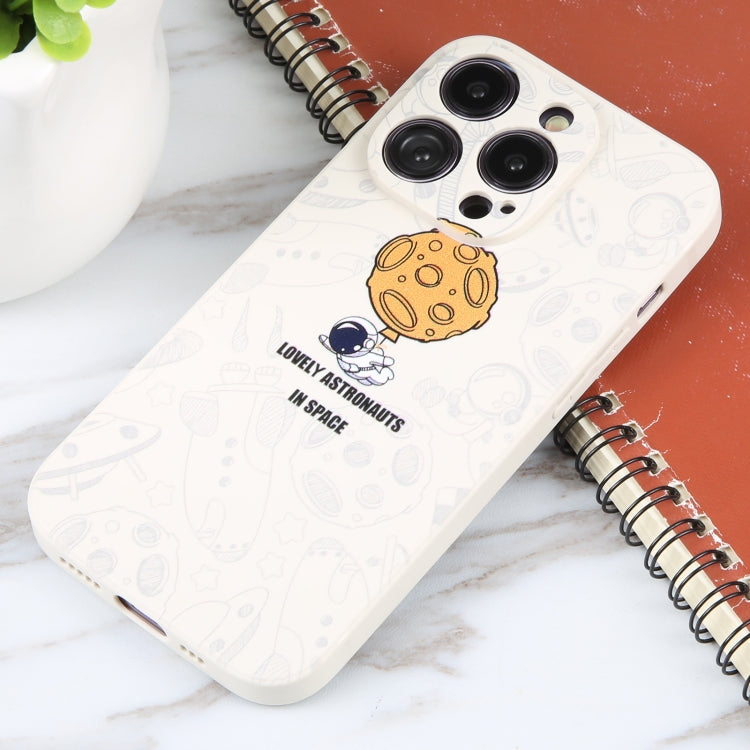 For iPhone 16 Pro Astronaut Pattern Silicone Straight Edge Phone Case(Lovely Astronaut-White) - iPhone 16 Pro Cases by buy2fix | Online Shopping UK | buy2fix