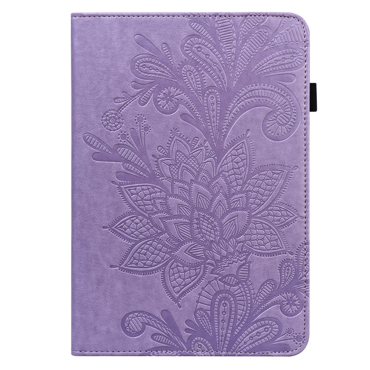 For Lenovo Tab M11 / Xiaoxin Pad 11 2024 Lace Flower Embossing Pattern Leather Tablet Case(Purple) - Lenovo by buy2fix | Online Shopping UK | buy2fix