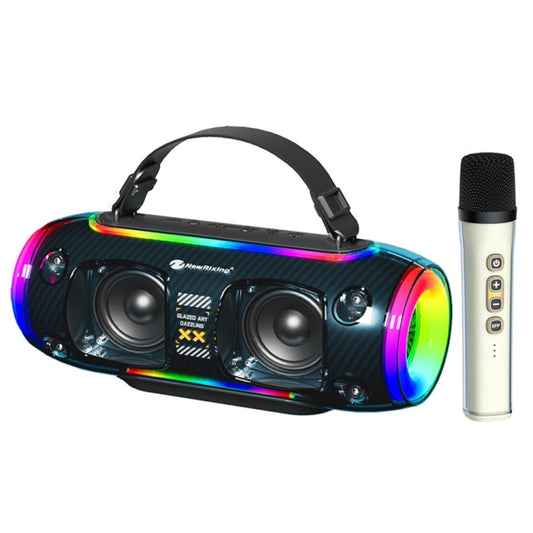 New Rixing NR8806 Portable Outdoor Wireless Bluetooth Speaker RGB Colorful Subwoofer, Style:Single Mic(Blue) - Desktop Speaker by NewRixing | Online Shopping UK | buy2fix