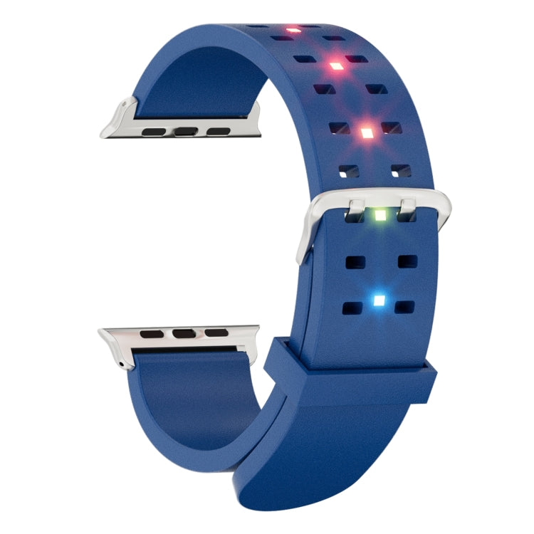 For Apple Watch Series 7 41mm Luminous Colorful Light Silicone Watch Band(Blue) - Watch Bands by buy2fix | Online Shopping UK | buy2fix