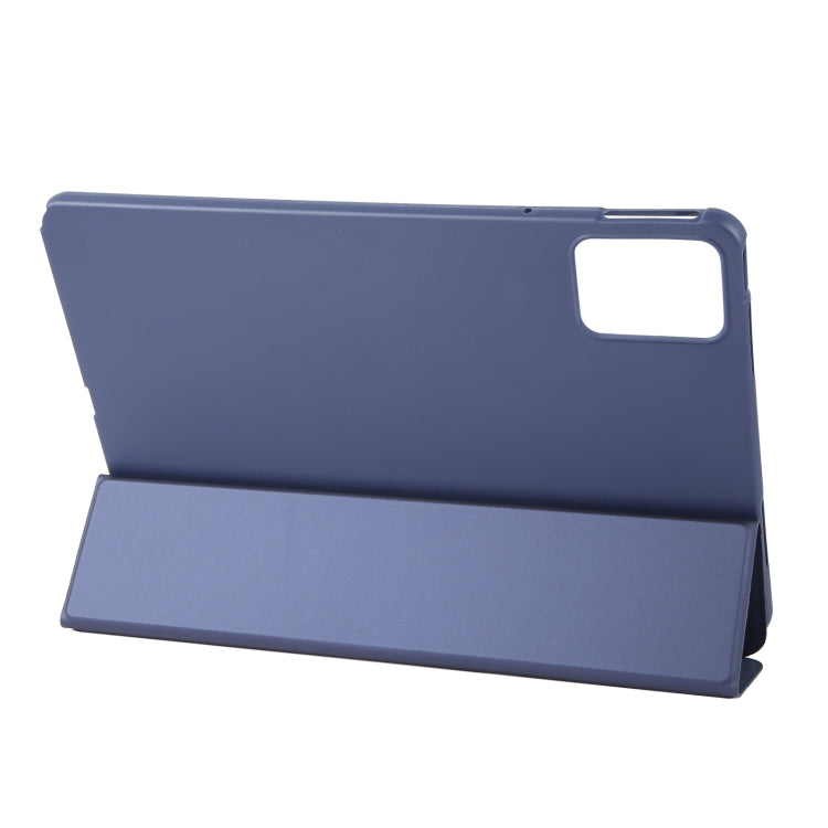 For Lenovo Tab M11/ Xiaoxin Pad 11 2024 Tri-fold Silicone Leather Tablet Case(Dark Blue) - Lenovo by buy2fix | Online Shopping UK | buy2fix