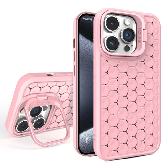 For iPhone 15 Pro Honeycomb Radiating Lens Holder Magsafe Phone Case(Pink) - iPhone 15 Pro Cases by buy2fix | Online Shopping UK | buy2fix