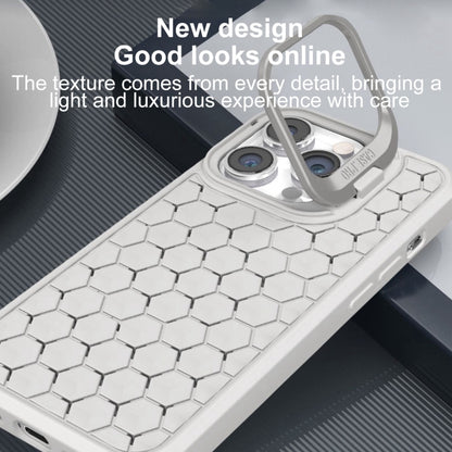 For iPhone 15 Honeycomb Radiating Lens Holder Magsafe Phone Case(Grey) - iPhone 15 Cases by buy2fix | Online Shopping UK | buy2fix