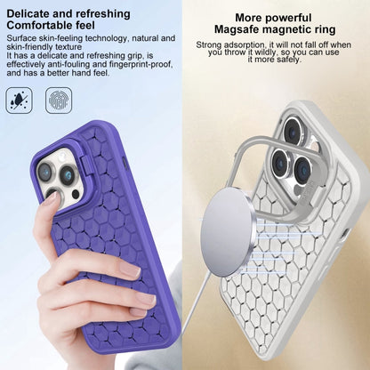 For iPhone 15 Pro Honeycomb Radiating Lens Holder Magsafe Phone Case(Blue) - iPhone 15 Pro Cases by buy2fix | Online Shopping UK | buy2fix