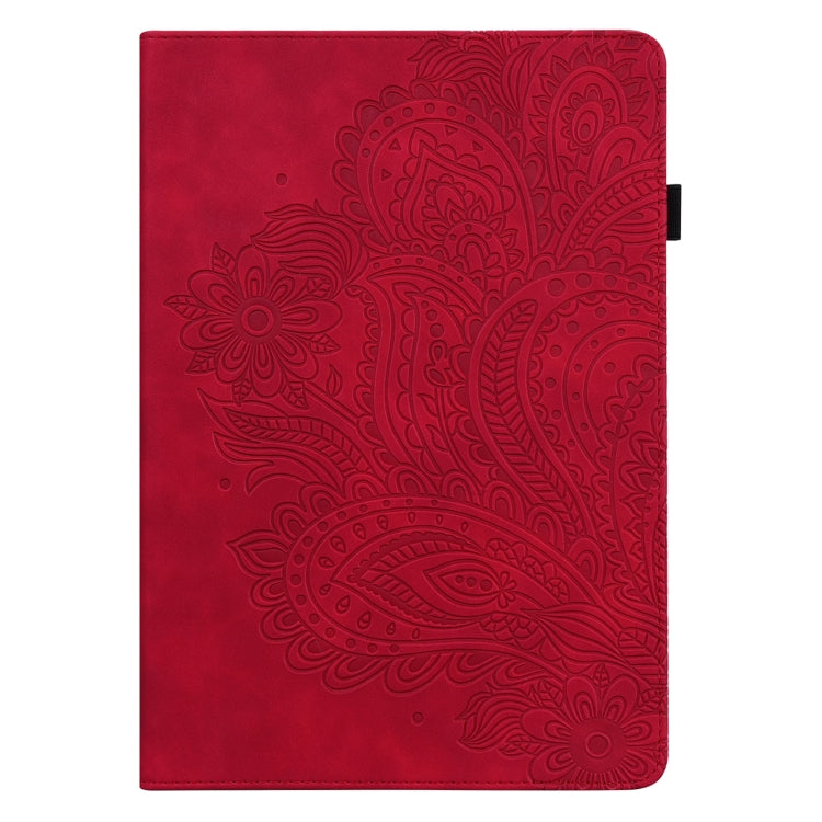 For Lenovo Tab M11 / Xiaoxin Pad 11 2024 Peacock Embossed Pattern Leather Tablet Case(Red) - Lenovo by buy2fix | Online Shopping UK | buy2fix