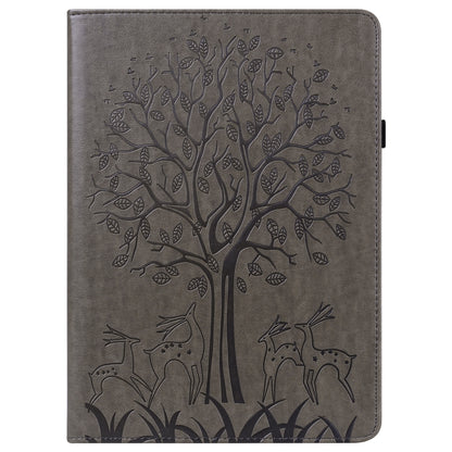 For Lenovo Tab M11 / Xiaoxin Pad 11 2024 Tree & Deer Embossed Leather Tablet Case(Grey) - Lenovo by buy2fix | Online Shopping UK | buy2fix