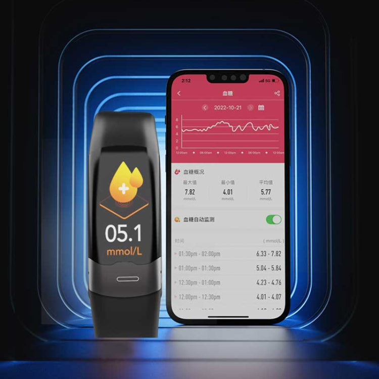 SPOVAN H02 Pro 1.14 inch TFT HD Screen Smart Bracelet Supports Heart Rate Monitoring/Blood Glucose Monitoring(Black) - Smart Wristbands by SPOVAN | Online Shopping UK | buy2fix