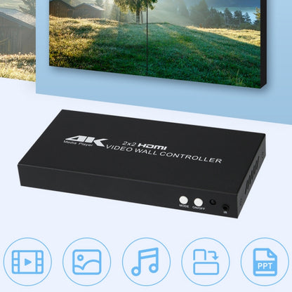XP02 4K 2x2 HDMI Video Wall Controller Multi-screen Splicing Processor, Style:Ordinary(EU Plug) - Splitter by buy2fix | Online Shopping UK | buy2fix
