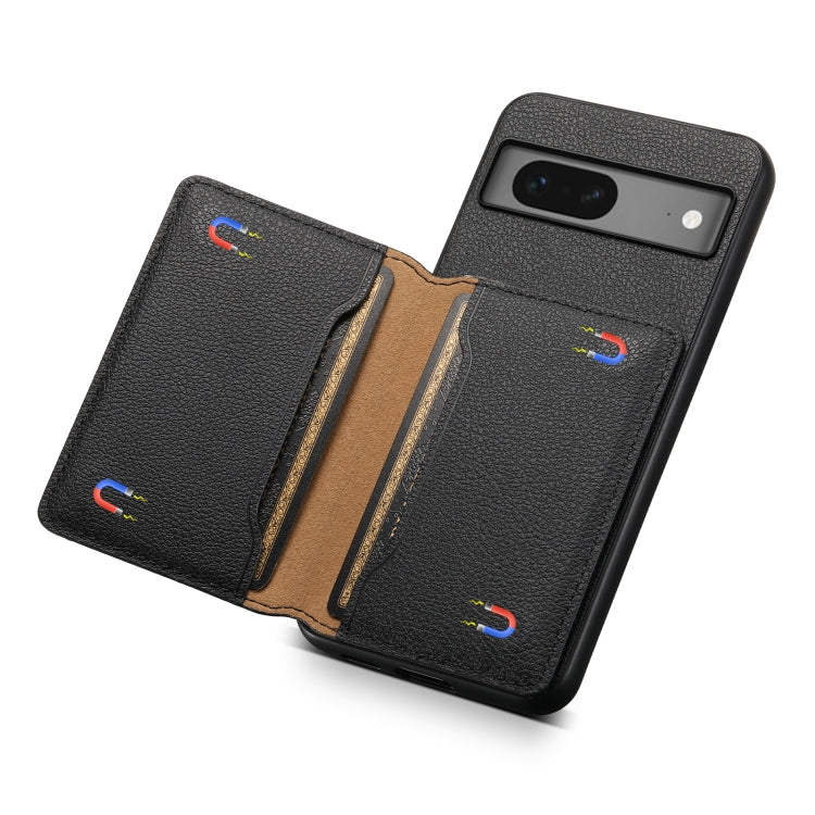 For Google Pixel 7 5G Calf Texture Card Bag Design Full Coverage Phone Case(Black) - Google Cases by buy2fix | Online Shopping UK | buy2fix